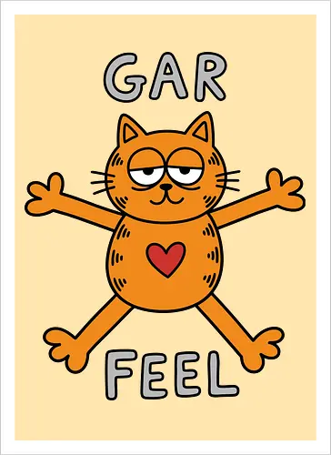 Gar Feel" Funny Sarcastic Orange Cat Hug Retro Graphic