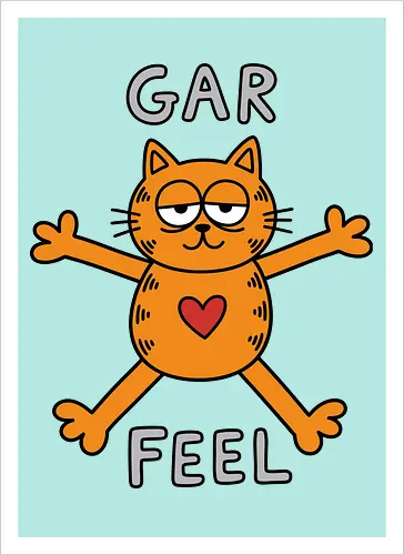 Gar Feel" Funny Sarcastic Orange Cat Hug Retro Graphic