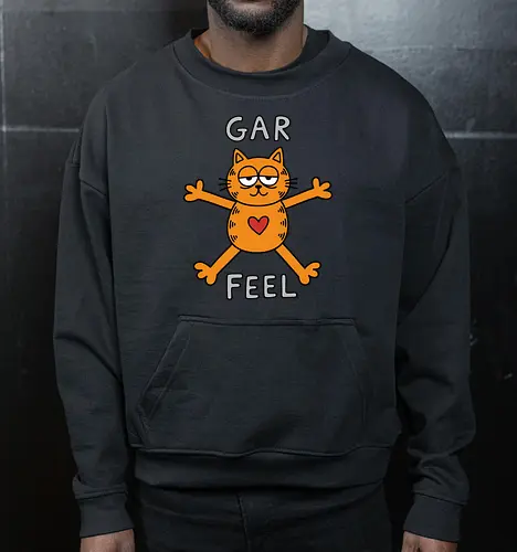 Gar Feel" Funny Sarcastic Orange Cat Hug Retro Graphic