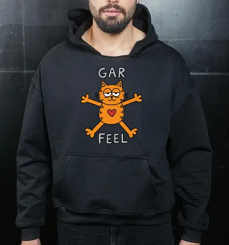 Gar Feel" Funny Sarcastic Orange Cat Hug Retro Graphic