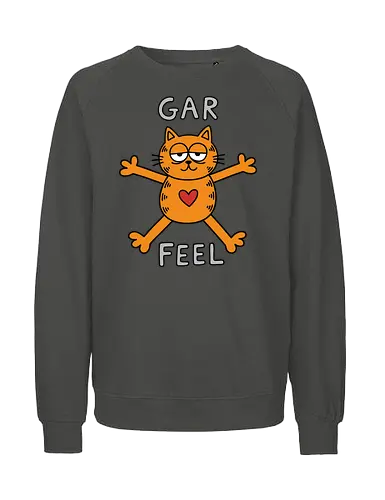 Gar Feel" Funny Sarcastic Orange Cat Hug Retro Graphic - gar feel shirt, funny orange cat t-shirt, sarcastic cat graphic tee, orange tabby cat hug design, relatable mood apparel, minimalist cat doodle shirt, funny cat parody top, lazy cat aesthetic clothing, quirky feline t-shirt, retro comic style merch, hand drawn cat illustration, cynical cat lover gift, bold orange character shirt, humorous animal t-shirt, sarcastic hug graphic, orange cat with heart design, trendy irony streetwear, vintage cartoon parody clothing, funny pet apparel - Fairtrade Sweatshirt