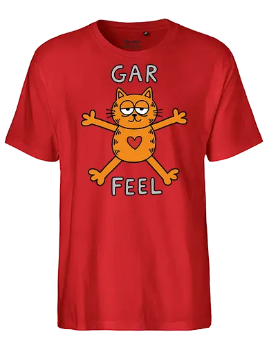 Gar Feel" Funny Sarcastic Orange Cat Hug Retro Graphic - gar feel shirt, funny orange cat t-shirt, sarcastic cat graphic tee, orange tabby cat hug design, relatable mood apparel, minimalist cat doodle shirt, funny cat parody top, lazy cat aesthetic clothing, quirky feline t-shirt, retro comic style merch, hand drawn cat illustration, cynical cat lover gift, bold orange character shirt, humorous animal t-shirt, sarcastic hug graphic, orange cat with heart design, trendy irony streetwear, vintage cartoon parody clothing, funny pet apparel - Fairtrade T-Shirt