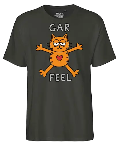 Gar Feel" Funny Sarcastic Orange Cat Hug Retro Graphic - gar feel shirt, funny orange cat t-shirt, sarcastic cat graphic tee, orange tabby cat hug design, relatable mood apparel, minimalist cat doodle shirt, funny cat parody top, lazy cat aesthetic clothing, quirky feline t-shirt, retro comic style merch, hand drawn cat illustration, cynical cat lover gift, bold orange character shirt, humorous animal t-shirt, sarcastic hug graphic, orange cat with heart design, trendy irony streetwear, vintage cartoon parody clothing, funny pet apparel - Fairtrade T-Shirt