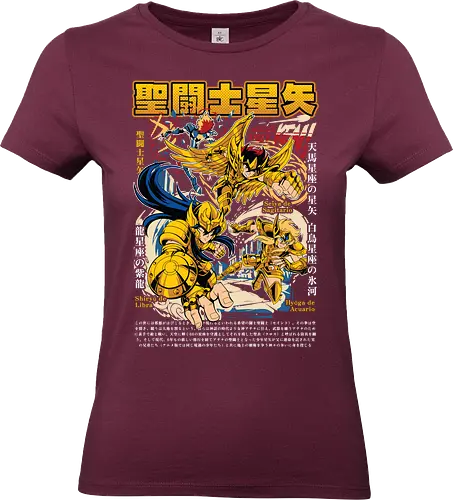 Sagittarius, Libra & Aquarius Gold Saints - saint seiya, gold saints, sagittarius saint, libra saint, aquarius saint, zodiac warriors, anime classic, shonen anime, manga series, anime art - Standard T-Shirt (Women)