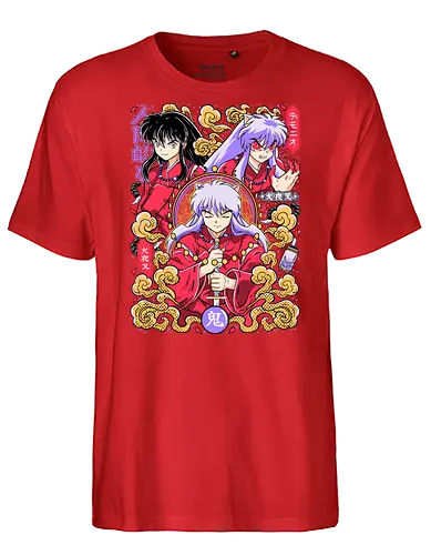 Human Heart, Demon Power - inuyasha, human form, demon form, hanyō warrior, feudal fantasy, supernatural anime, classic shonen, manga art - Fairtrade T-Shirt