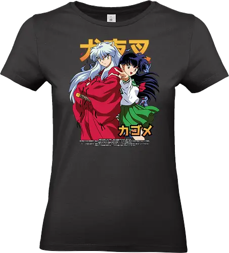 Across Time Together - inuyasha, kagome higurashi, anime couple, feudal romance, shikon jewel, fantasy anime, manga series, anime art - Standard T-Shirt (Women)