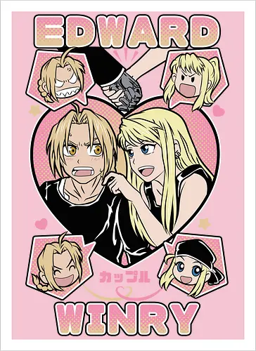 Edward & Winry – Alchemist’s Promise - fullmetal alchemist, edward elric, winry rockbell, anime couple, automail mechanic, alchemy power, brotherhood anime, manga series, anime art - Artprint