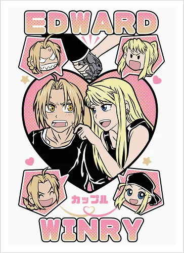 Edward & Winry – Alchemist’s Promise - fullmetal alchemist, edward elric, winry rockbell, anime couple, automail mechanic, alchemy power, brotherhood anime, manga series, anime art - Artprint