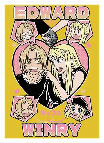 Edward & Winry – Alchemist’s Promise - fullmetal alchemist, edward elric, winry rockbell, anime couple, automail mechanic, alchemy power, brotherhood anime, manga series, anime art - Artprint