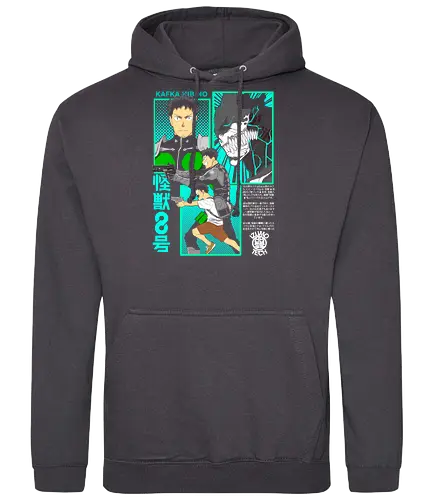 Kafka Hibino – The Man Who Became a Kaiju - kaiju no 8, kafka hibino, monster transformation, defense force member, anime protagonist, shonen manga, anime art - Standard Hoodie