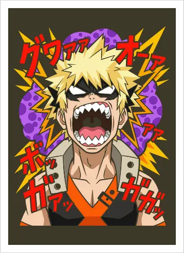 Explosive Rage Katsuki Bakugo Academia Anime Graphic