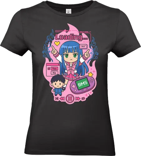 Loading Alt Kawaii Gamer Girl Retro Handheld Console Graphic - loading screen parody top, cute gaming enthusiast gift, vibrant anime illustration tee, trendy internet culture fashion, handheld gaming fan apparel, loading alt girl shirt, kawaii gamer t-shirt, retro handheld console graphic tee, anime school girl streetwear, pixel art aesthetic clothing, pink and blue vaporwave design, cyber kawaii apparel, gaming status bar top, alt fashion t-shirt, harajuku gamer girl merch, bms console graphic, 2000s nostalgia clothing, aesthetic anime girl shirt, pixel heart streetwear - Standard T-Shirt (Women)