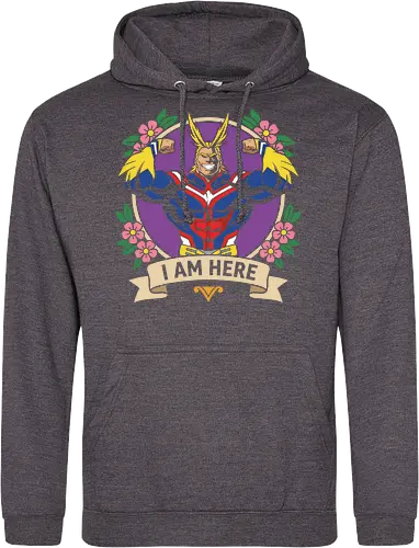 "I Am Here" All Might Academia Floral Emblem Graphic