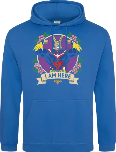 "I Am Here" All Might Academia Floral Emblem Graphic