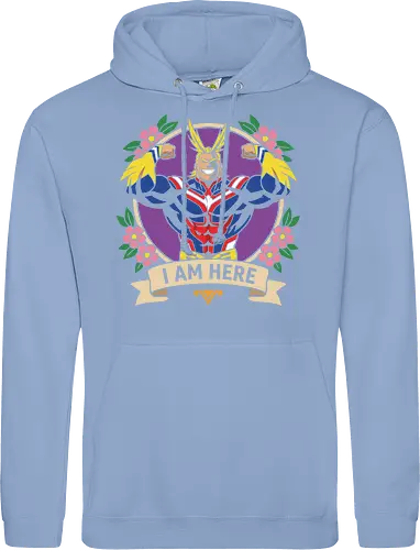 "I Am Here" All Might Academia Floral Emblem Graphic