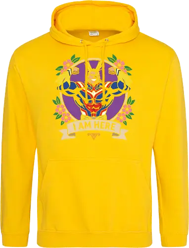 "I Am Here" All Might Academia Floral Emblem Graphic