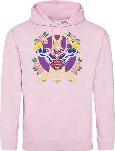 "I Am Here" All Might Academia Floral Emblem Graphic