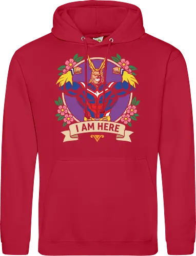 "I Am Here" All Might Academia Floral Emblem Graphic