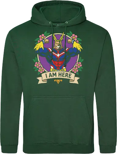 "I Am Here" All Might Academia Floral Emblem Graphic