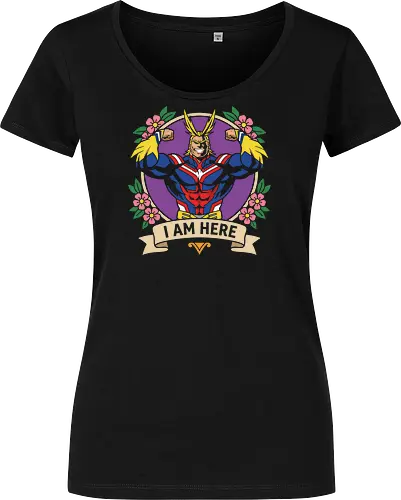 "I Am Here" All Might Academia Floral Emblem Graphic