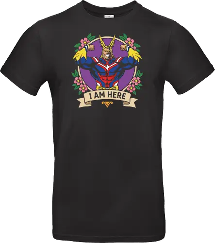 "I Am Here" All Might Academia Floral Emblem Graphic