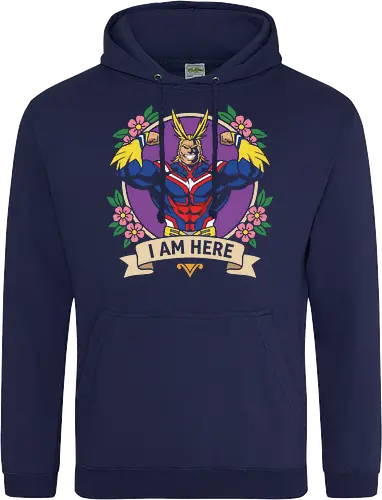 "I Am Here" All Might Academia Floral Emblem Graphic