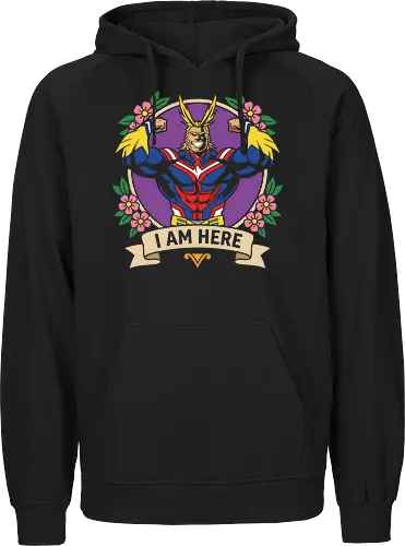 "I Am Here" All Might Academia Floral Emblem Graphic