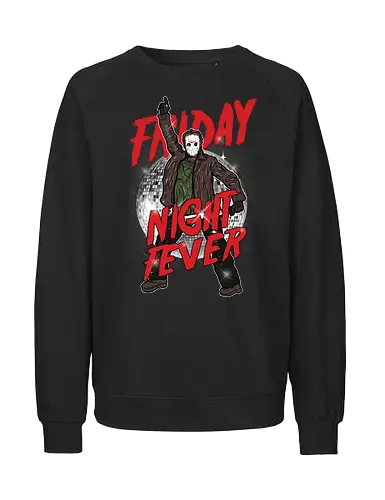 Friday Night Fever - Jason Voorhees Disco - klassischer terror, jason voorhees t-shirt, freitag der 13, slasher film, horror kleidung, disco fieber, teetan, hockey maske, crystal lake, schwarzer humor, kino mashup, 80er horror, kultfilm, horror comedy, sean cunningham - Fairtrade Sweatshirt