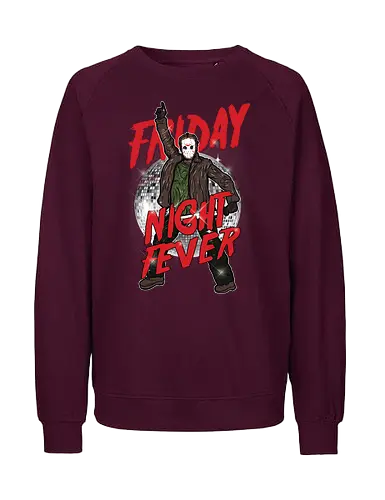 Friday Night Fever - Jason Voorhees Disco - klassischer terror, jason voorhees t-shirt, freitag der 13, slasher film, horror kleidung, disco fieber, teetan, hockey maske, crystal lake, schwarzer humor, kino mashup, 80er horror, kultfilm, horror comedy, sean cunningham - Fairtrade Sweatshirt