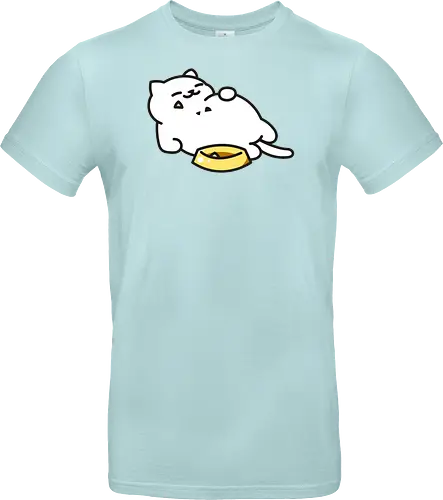 Gato Blanco Lleno de Comida