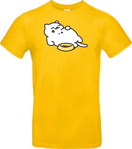 Gato Blanco Lleno de Comida
