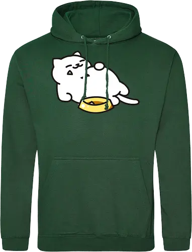 Gato Blanco Lleno de Comida