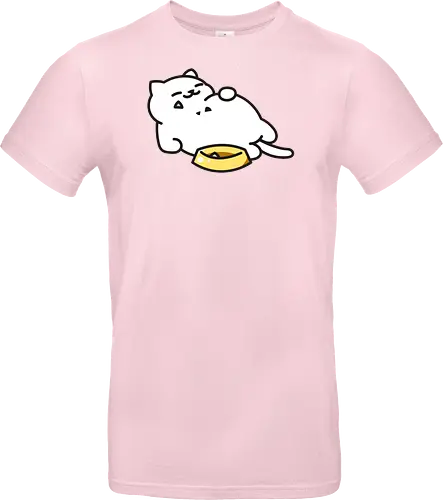 Gato Blanco Lleno de Comida