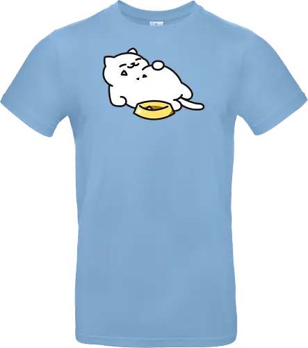 Gato Blanco Lleno de Comida