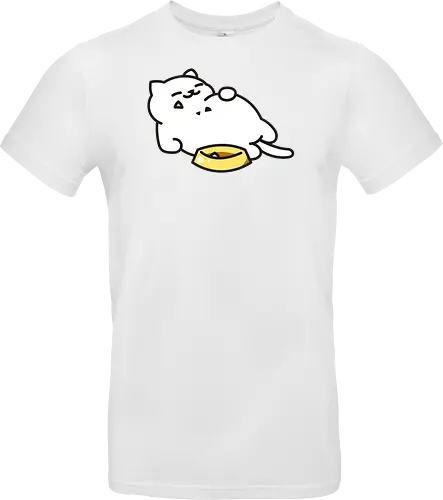 Gato Blanco Lleno de Comida