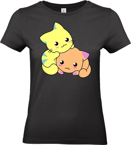 Gatos Amarillos y Naranjas Relajantes - Gato, Animal, Animales, Amarillo, Gatito, Dormir, Amigos, Lindo, Gatos, Naranja, Relajarse, Disfrutar, Adorable, Gatos Lindos, Fanart, Encantador, Relajante - Standard T-Shirt (Women)