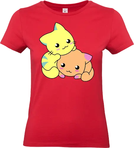 Gatos Amarillos y Naranjas Relajantes - Gato, Animal, Animales, Amarillo, Gatito, Dormir, Amigos, Lindo, Gatos, Naranja, Relajarse, Disfrutar, Adorable, Gatos Lindos, Fanart, Encantador, Relajante - Standard T-Shirt (Women)