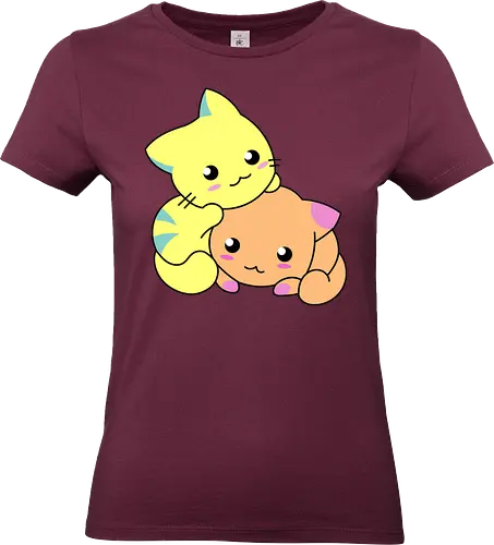 Gatos Amarillos y Naranjas Relajantes - Gato, Animal, Animales, Amarillo, Gatito, Dormir, Amigos, Lindo, Gatos, Naranja, Relajarse, Disfrutar, Adorable, Gatos Lindos, Fanart, Encantador, Relajante - Standard T-Shirt (Women)