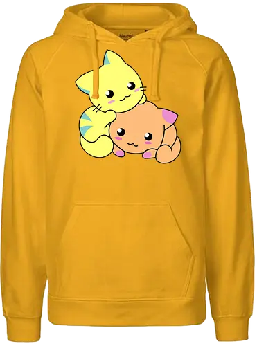 Gatos Amarillos y Naranjas Relajantes - Gato, Animal, Animales, Amarillo, Gatito, Dormir, Amigos, Lindo, Gatos, Naranja, Relajarse, Disfrutar, Adorable, Gatos Lindos, Fanart, Encantador, Relajante - Fairtrade Hoodie