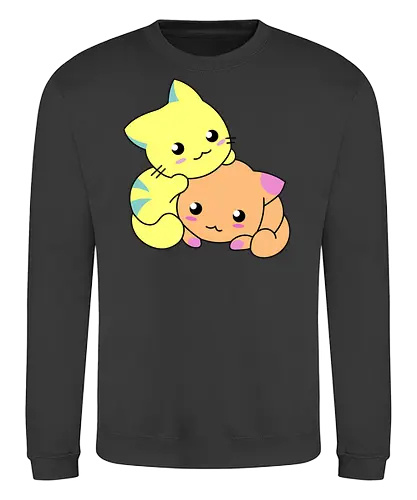 Gatos Amarillos y Naranjas Relajantes - Gato, Animal, Animales, Amarillo, Gatito, Dormir, Amigos, Lindo, Gatos, Naranja, Relajarse, Disfrutar, Adorable, Gatos Lindos, Fanart, Encantador, Relajante - Sweatshirt
