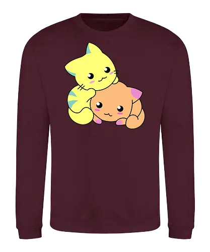 Gatos Amarillos y Naranjas Relajantes - Gato, Animal, Animales, Amarillo, Gatito, Dormir, Amigos, Lindo, Gatos, Naranja, Relajarse, Disfrutar, Adorable, Gatos Lindos, Fanart, Encantador, Relajante - Sweatshirt