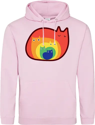 Gatos Arcoíris - Raro, Minimalista, Alegre, Arte, Gato, Animal, Animales, Arcoíris, Rojo, Colorido, Divertido, Gatos, Hogar, Decoración, Fanart, Encantador, Gatos graciosos, Alegre, Entretenido - Standard Hoodie