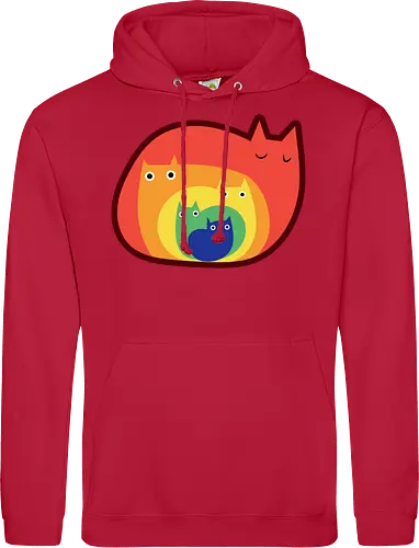 Gatos Arcoíris - Raro, Minimalista, Alegre, Arte, Gato, Animal, Animales, Arcoíris, Rojo, Colorido, Divertido, Gatos, Hogar, Decoración, Fanart, Encantador, Gatos graciosos, Alegre, Entretenido - Standard Hoodie