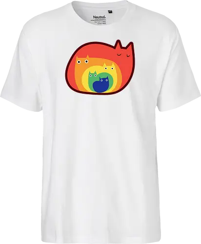 Gatos Arcoíris - Raro, Minimalista, Alegre, Arte, Gato, Animal, Animales, Arcoíris, Rojo, Colorido, Divertido, Gatos, Hogar, Decoración, Fanart, Encantador, Gatos graciosos, Alegre, Entretenido - Fairtrade T-Shirt