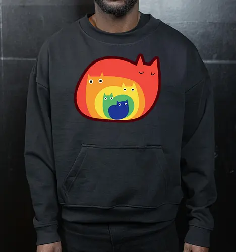Gatos Arcoíris - Raro, Minimalista, Alegre, Arte, Gato, Animal, Animales, Arcoíris, Rojo, Colorido, Divertido, Gatos, Hogar, Decoración, Fanart, Encantador, Gatos graciosos, Alegre, Entretenido - Cropped Sweatshirt