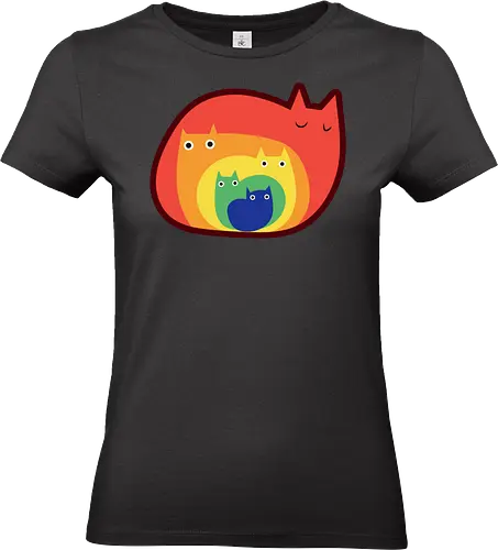Gatos Arcoíris - Raro, Minimalista, Alegre, Arte, Gato, Animal, Animales, Arcoíris, Rojo, Colorido, Divertido, Gatos, Hogar, Decoración, Fanart, Encantador, Gatos graciosos, Alegre, Entretenido - Standard T-Shirt (Women)