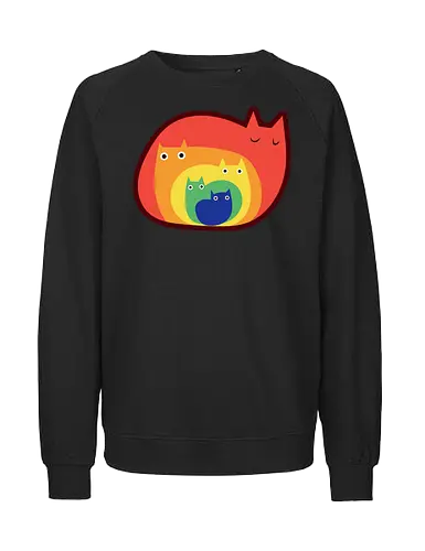 Gatos Arcoíris - Raro, Minimalista, Alegre, Arte, Gato, Animal, Animales, Arcoíris, Rojo, Colorido, Divertido, Gatos, Hogar, Decoración, Fanart, Encantador, Gatos graciosos, Alegre, Entretenido - Fairtrade Sweatshirt