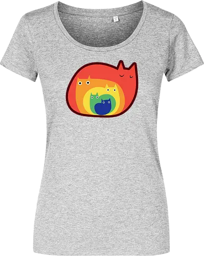Gatos Arcoíris - Raro, Minimalista, Alegre, Arte, Gato, Animal, Animales, Arcoíris, Rojo, Colorido, Divertido, Gatos, Hogar, Decoración, Fanart, Encantador, Gatos graciosos, Alegre, Entretenido - Women T-Shirt
