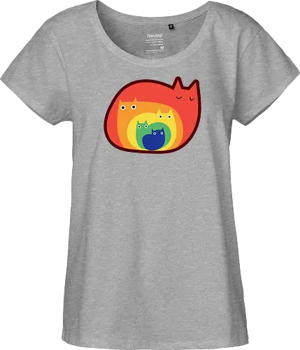 Gatos Arcoíris - Raro, Minimalista, Alegre, Arte, Gato, Animal, Animales, Arcoíris, Rojo, Colorido, Divertido, Gatos, Hogar, Decoración, Fanart, Encantador, Gatos graciosos, Alegre, Entretenido - Fairtrade Girl Shirt