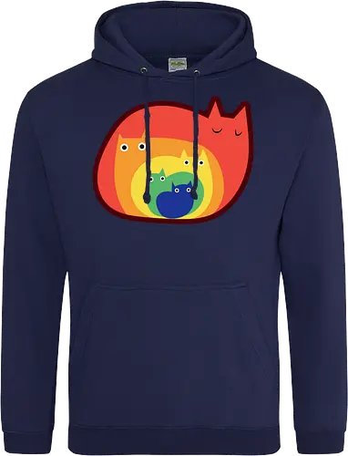 Gatos Arcoíris - Raro, Minimalista, Alegre, Arte, Gato, Animal, Animales, Arcoíris, Rojo, Colorido, Divertido, Gatos, Hogar, Decoración, Fanart, Encantador, Gatos graciosos, Alegre, Entretenido - Standard Hoodie